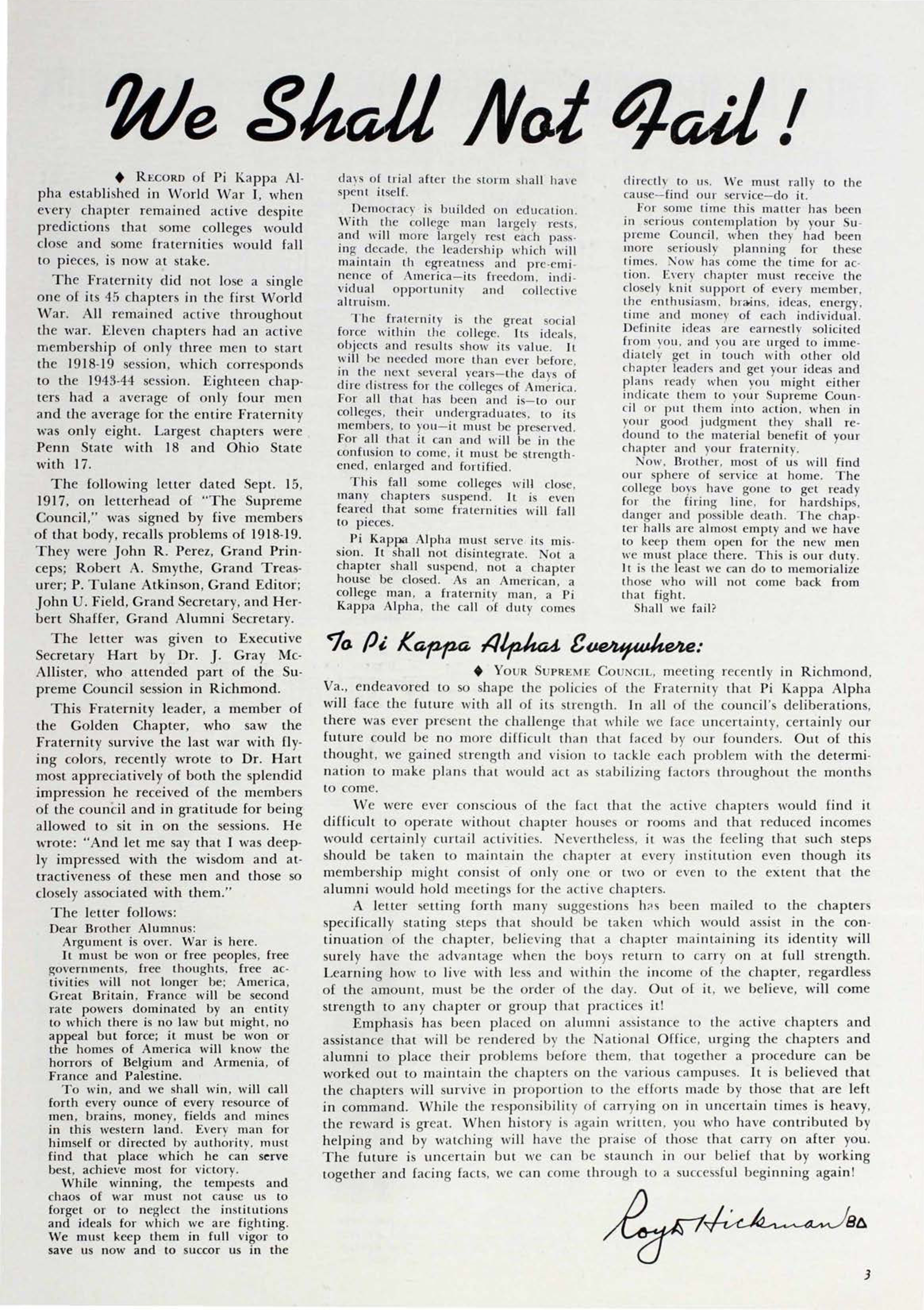 To Pi Kappa Alpha Everywhere